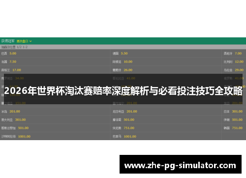 2026年世界杯淘汰赛赔率深度解析与必看投注技巧全攻略 2026年世界杯淘汰赛赔率深度解析与必看投注技巧全攻略